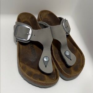 Women’s Birkenstock Gray Sandals with Silver Buckle size 37